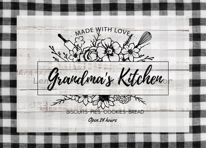 Grandmas Kitchen Metal Sign Black