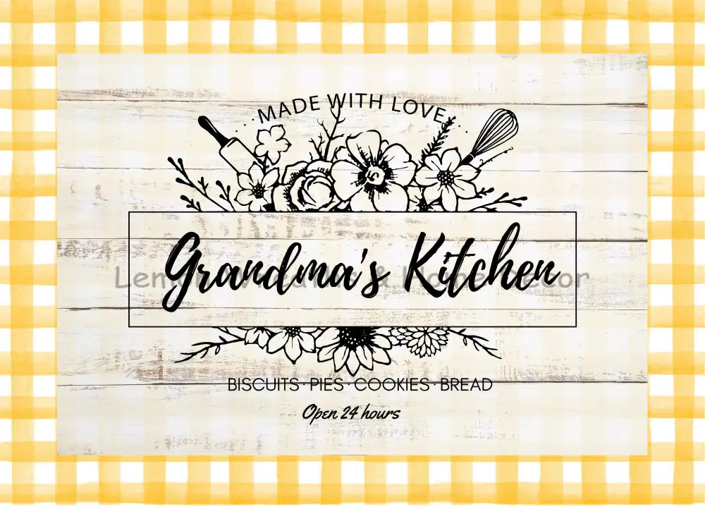 Grandmas Kitchen Metal Sign Yellow