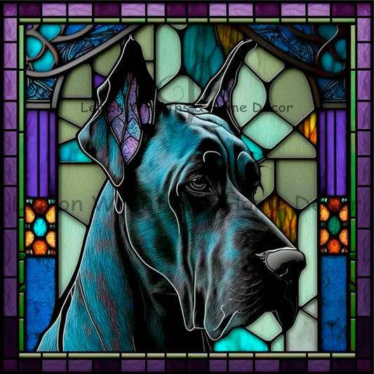 Great Dane Dog Breed Faux Stained Glass Metal Sign 8
