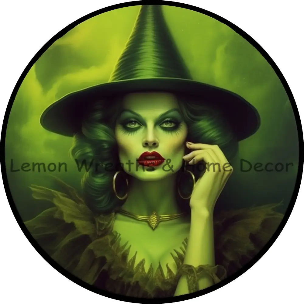 Green Wicked Witch Metal Sign 6