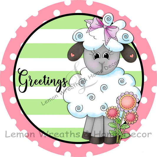 Greetings Cute Sheep Metal Sign 8