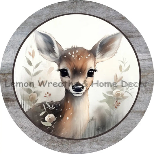 Grey Winter Fawn Metal Sign