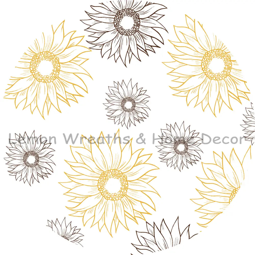 Grey Yellow Sunflowers Sublimated Fabric Center
