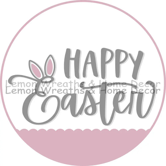 Happy Easter Bunny Ears Metal Sign