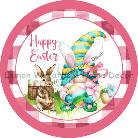 Happy Easter Bunny Gnome Metal Sign 8