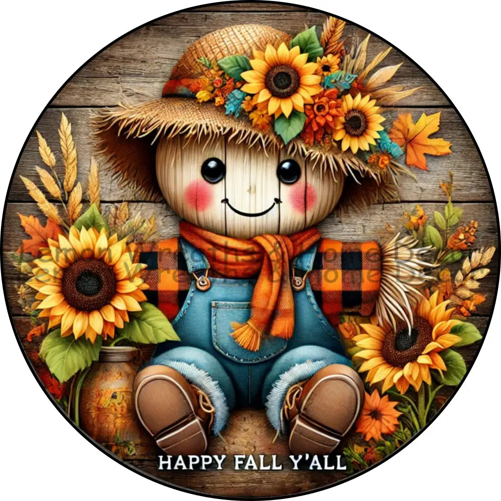 Happy Fall Ya’ll Harvest Scarecrow Metal Sign