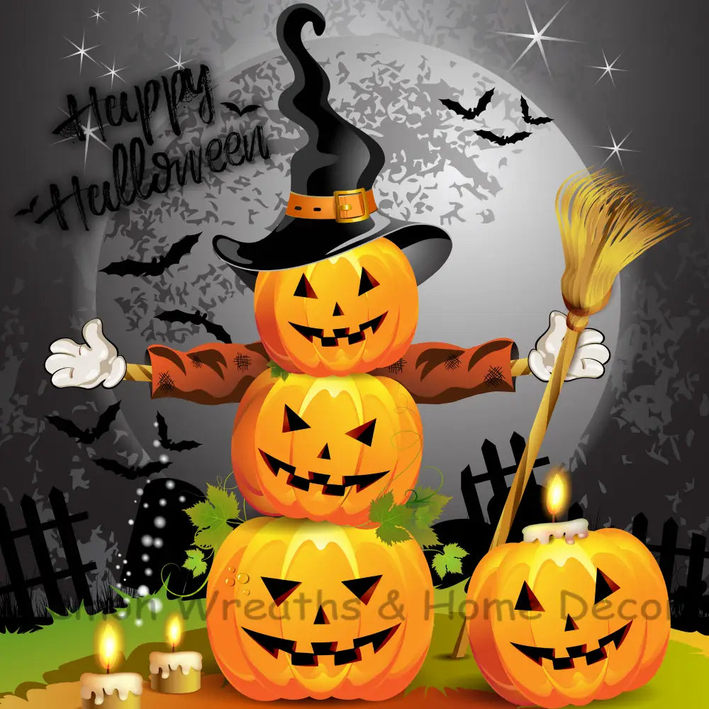 Happy Halloween Stackable Pumpkins Metal Sign Square 8