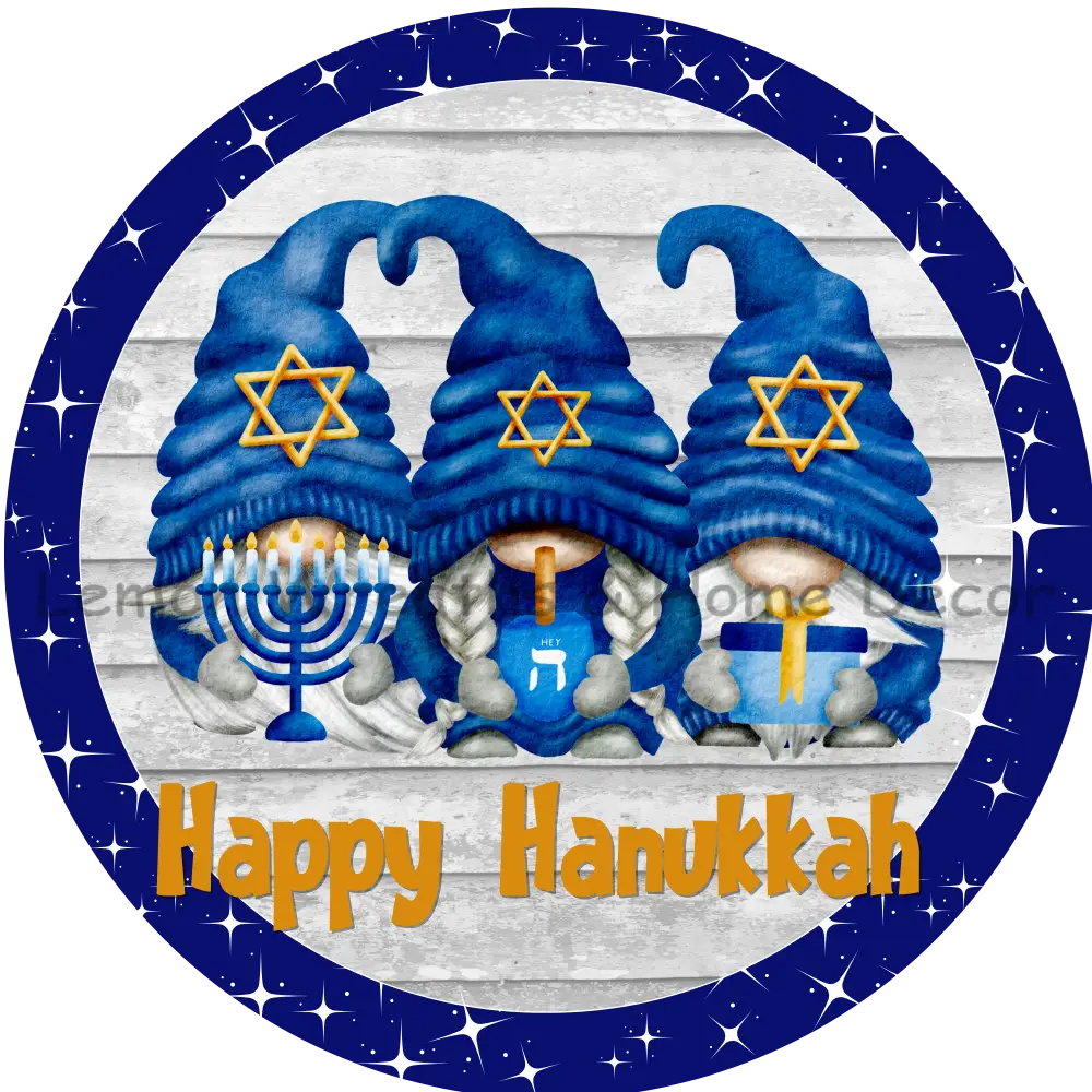 Happy Hanukkah Gnomes Metal Sign 8