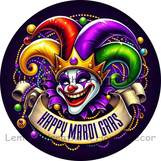 Happy Mardi Gras Clown Jester Metal Sign