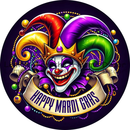 Happy Mardi Gras Clown Jester Metal Sign