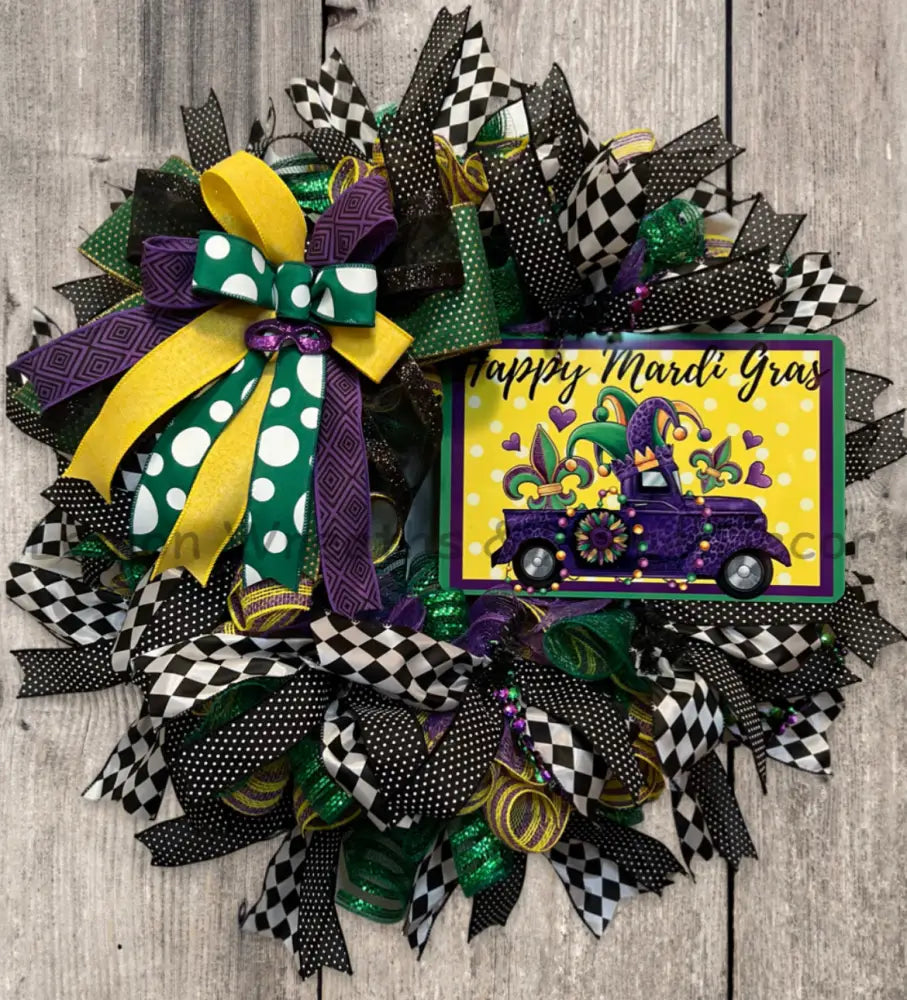 Happy Mardi Gras Truck Wreath