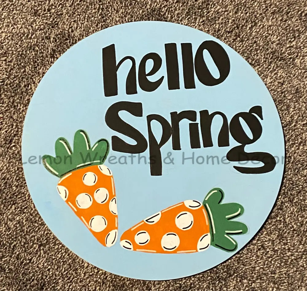 Happy Spring Polka Dot Carrots Handpainted Wood Sign 12