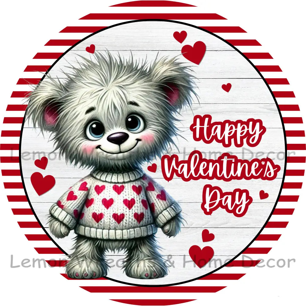 Happy Valentine’s Day Grey Bear Metal Sign