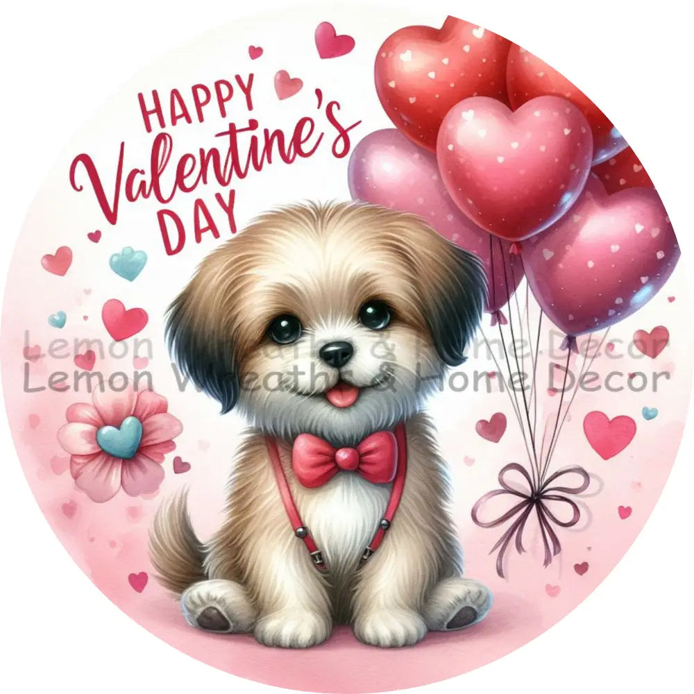 Happy Valentine’s Day Puppy Suspenders Metal Sign