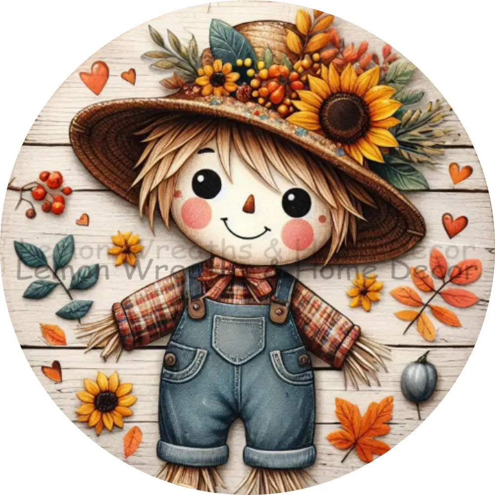 Harvest Smiles Scarecrow Boy Metal Sign