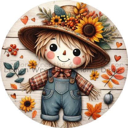 Harvest Smiles Scarecrow Boy Metal Sign