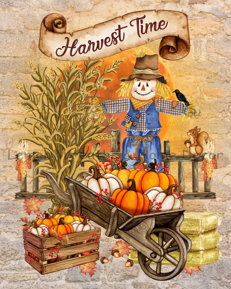 Harvest Time Scarecrow Metal Sign