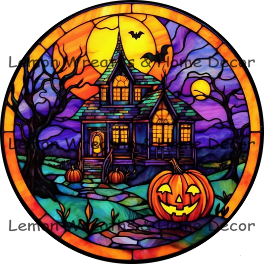 Haunted Halloween House Jack-O-Lantern Metal Sign 8