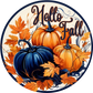 Hello Fall Indigo And Copper Pumpkins Metal Sign 6 /