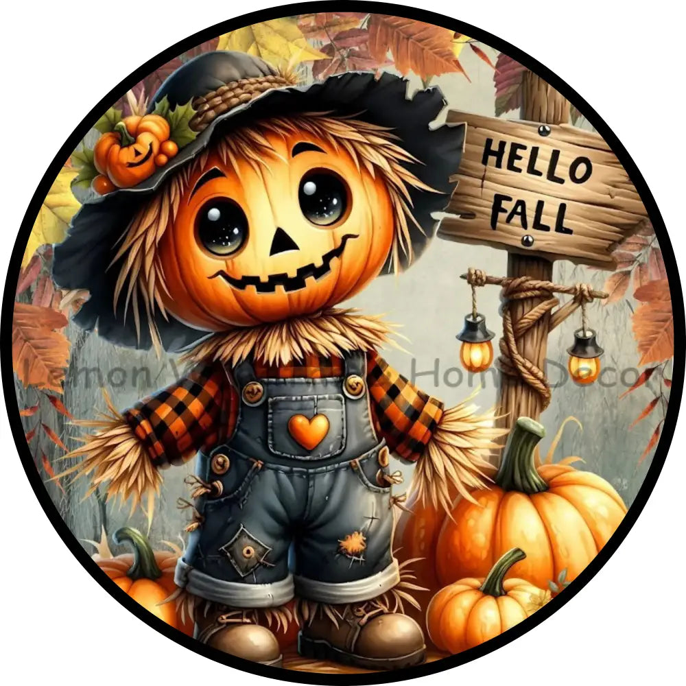 Hello Fall Pumpkin Buddy Metal Sign