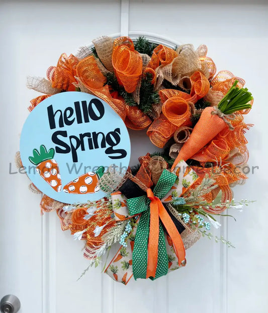 Hello Spring Polka Dot Carrots Wreath