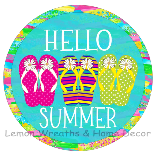 Hello Summer Flip Flops Metal Sign 8