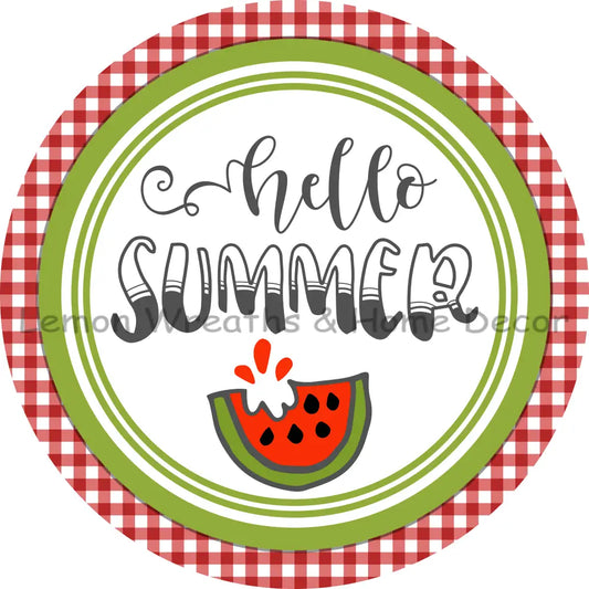 Hello Summer Watermelon Metal Sign