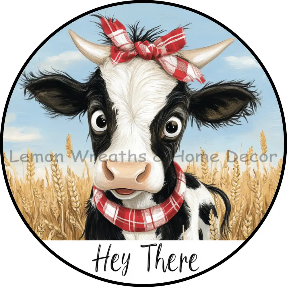 Hey There Highland Cow Red Bandana Metal Sign