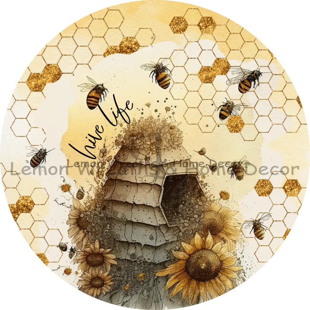 Hive Life Honeycomb Metal Sign Circle 8