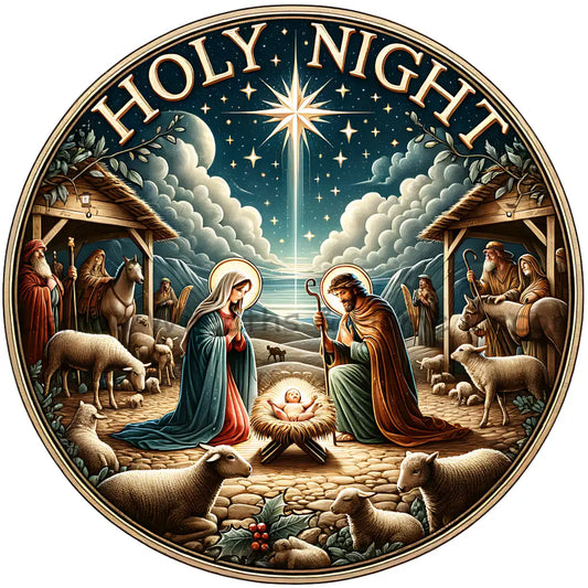 Holy Night Nativity Metal Sign Template