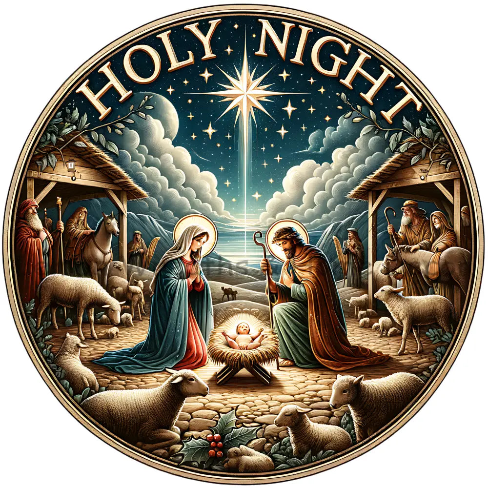 Holy Night Nativity Metal Sign Template
