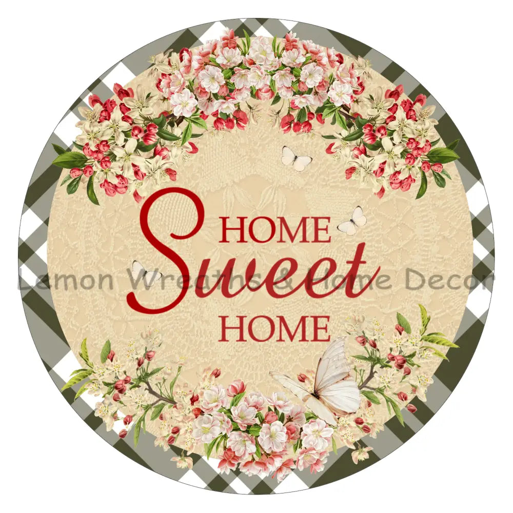 Home Sweet Floral Butterflies Metal Sign 8
