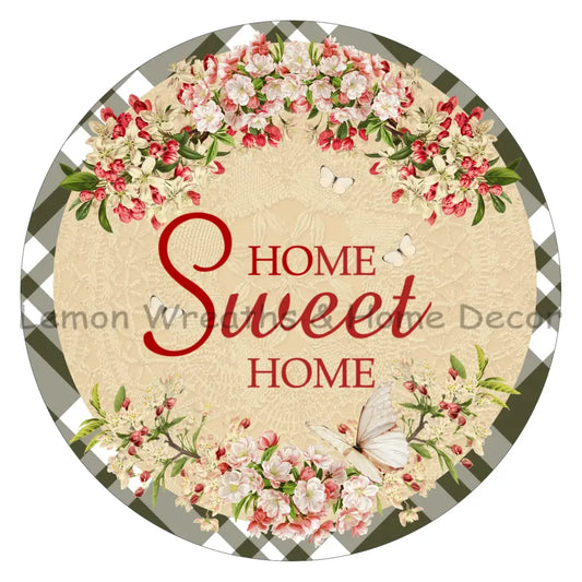 Home Sweet Floral Butterflies Metal Sign 8
