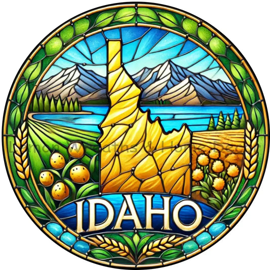 Idaho Faux Stained Glass Metal Sign
