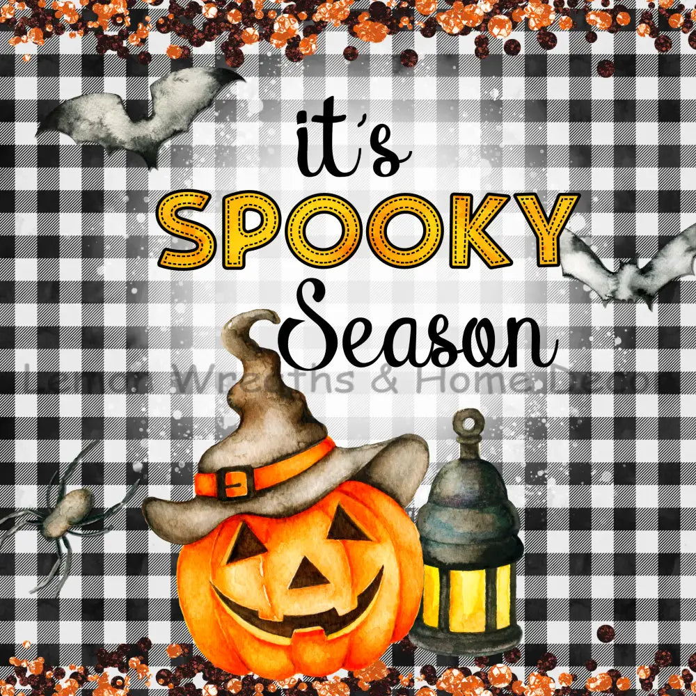 Its Spooky Season Pumpkin Gingham Metal Sign 8