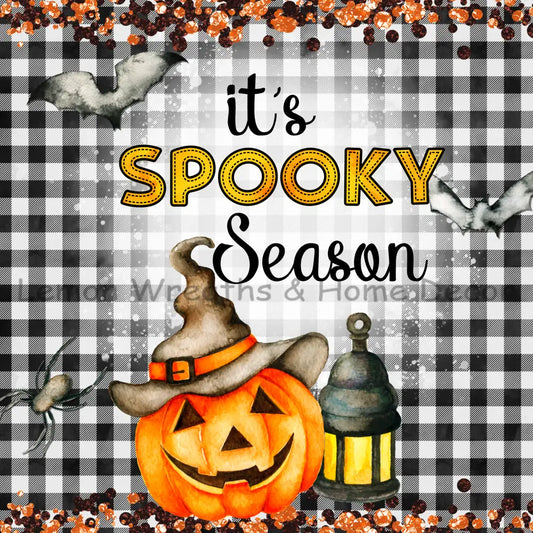 Its Spooky Season Pumpkin Gingham Metal Sign 8