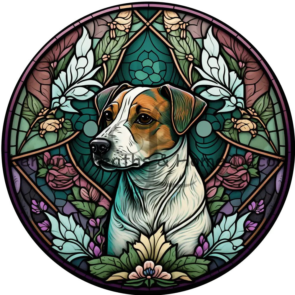 Jack Russell Dog Breed Faux Stained Glass Metal Sign 8