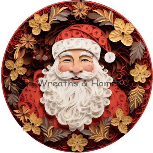 Jolly Santa Quilled Paper Metal Sign 6