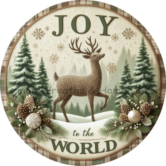 Joy To The World Winter Deer Metal Sign Template