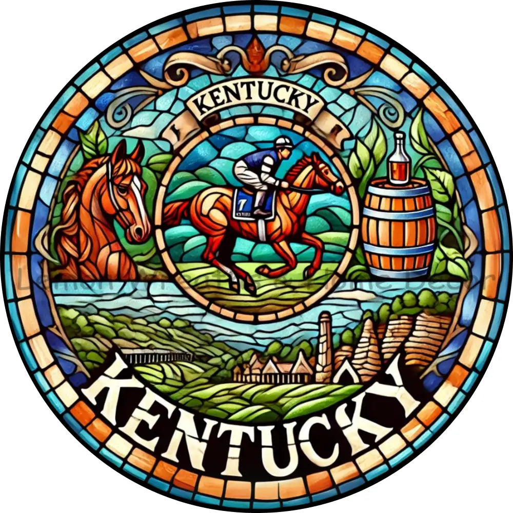 Kentucky Faux Stained Glass Metal Sign