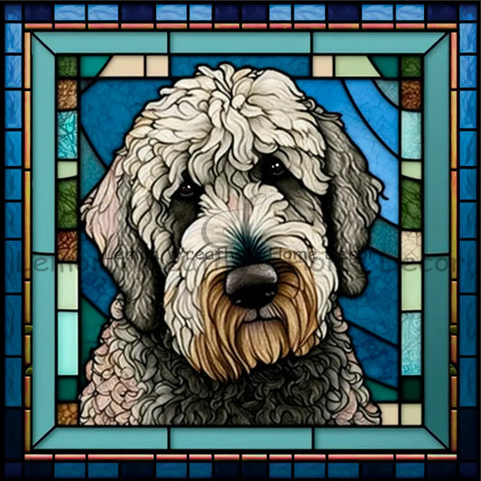 Labradoodle Dog Breed Faux Stained Glass Metal Sign 8
