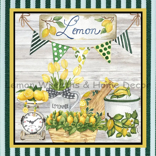 Lemon Kitchen Watercolor Metal Sign 8