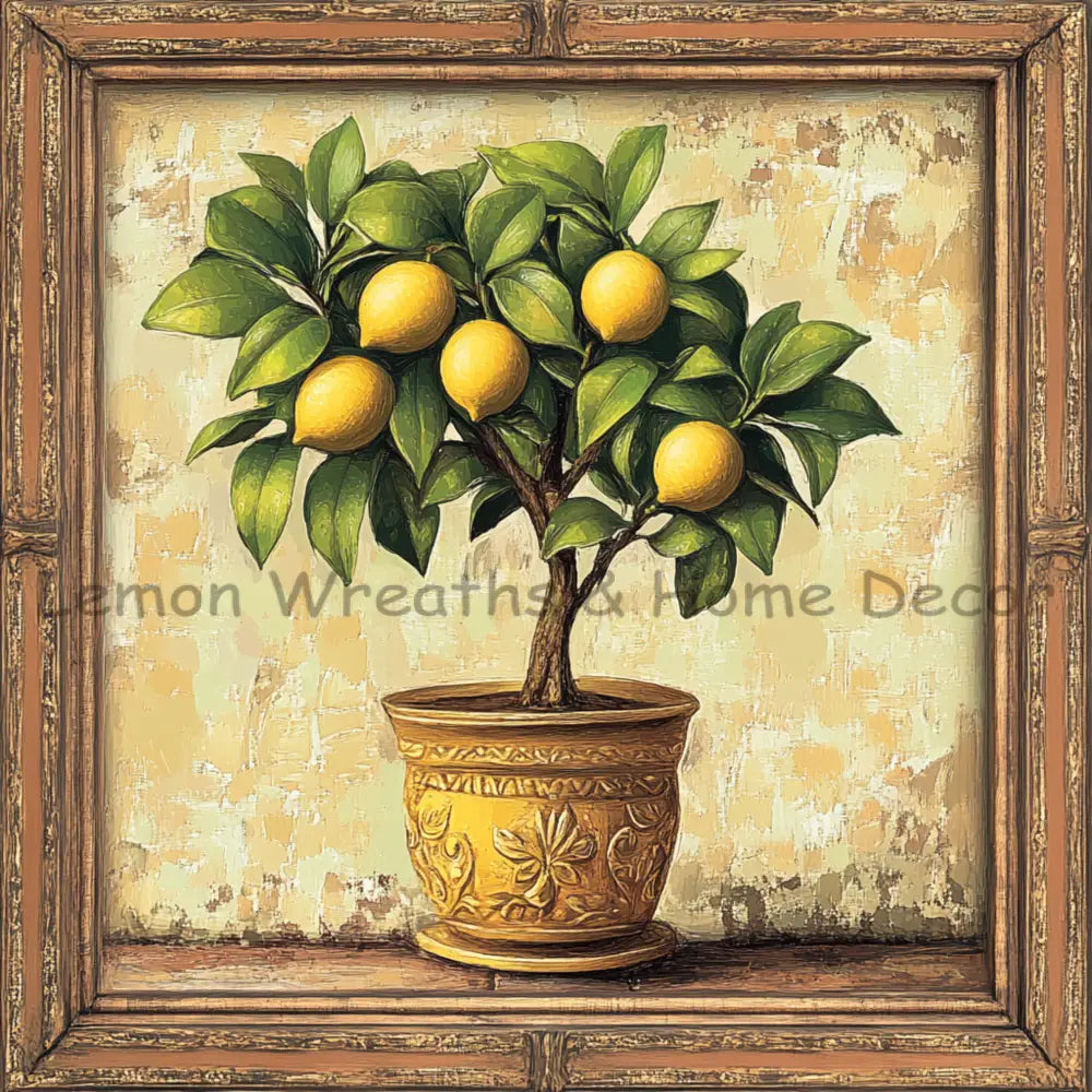 Lemon Tree Framed Art Metal Sign