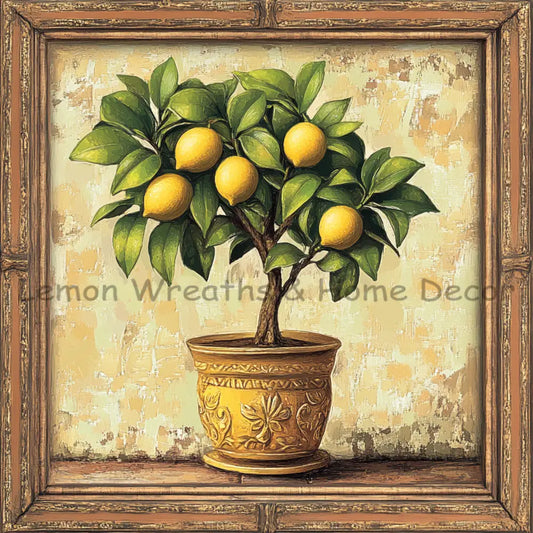 Lemon Tree Framed Art Metal Sign