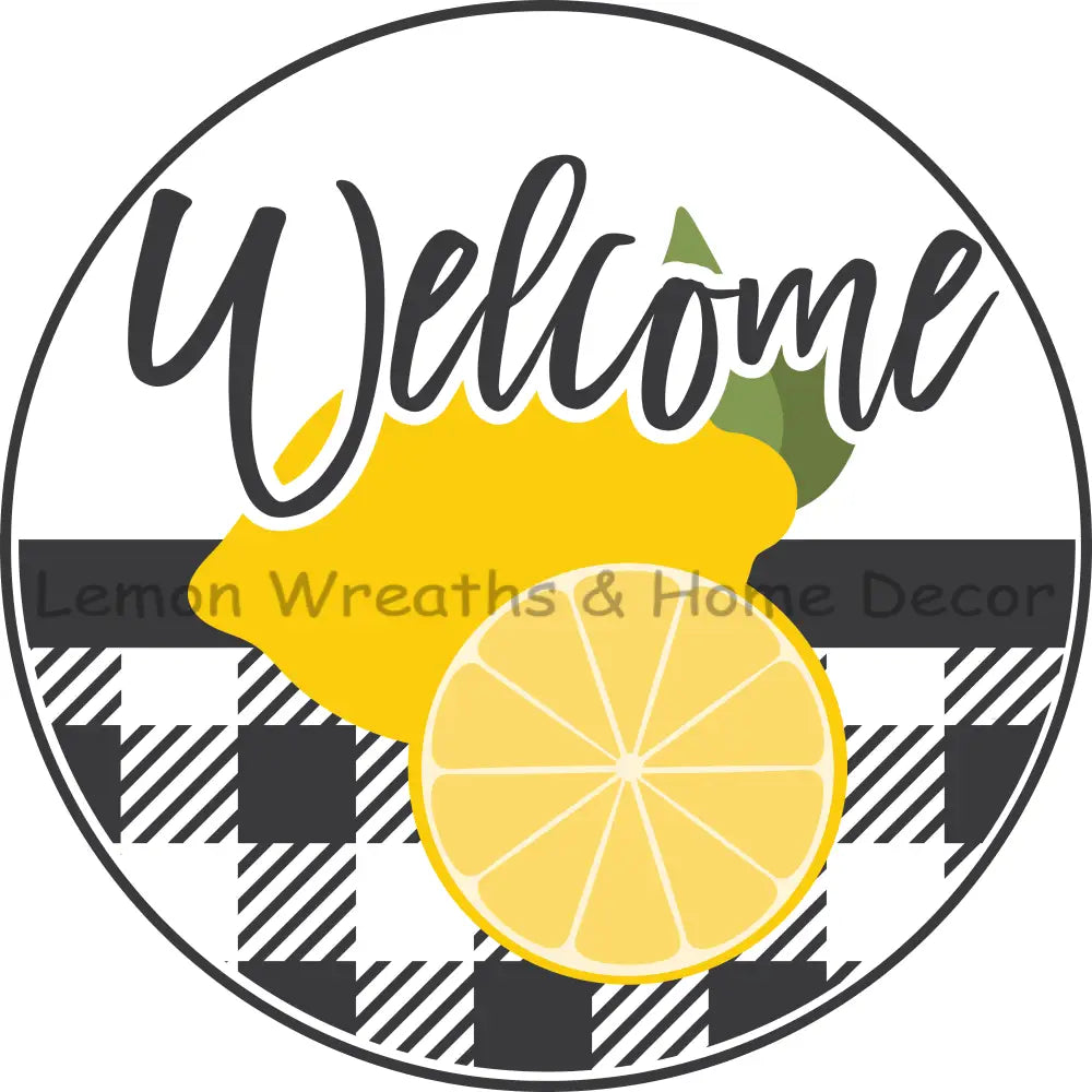 Lemon Welcome Buffalo Check Metal Sign