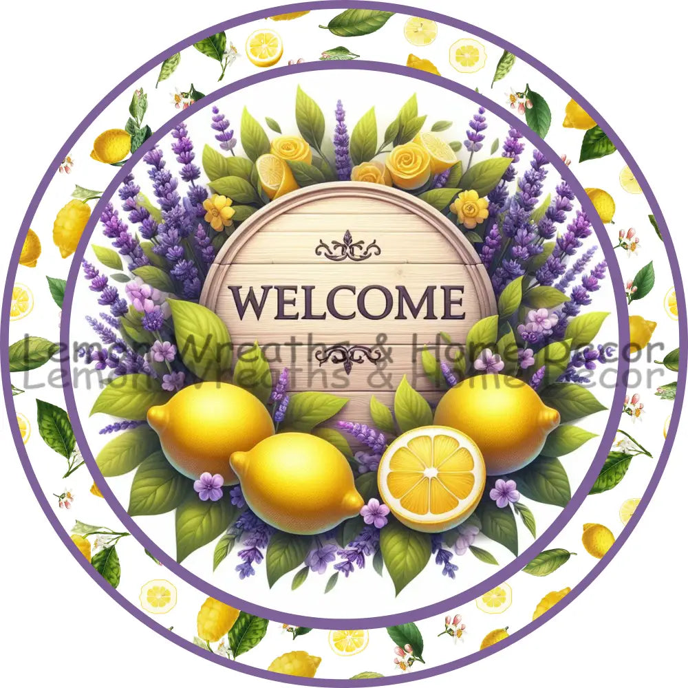 Lemons And Lavender Welcome Metal Sign
