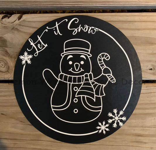 Let It Snow Snowman Wood Wreath Sign Signs