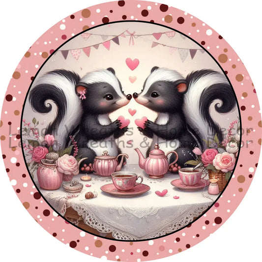 Love Skunks Tea Party Metal Sign