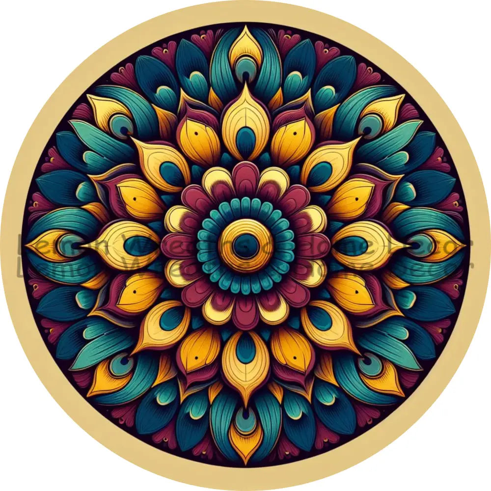 Mandala Flower Center Dark Vintage Metal Sign