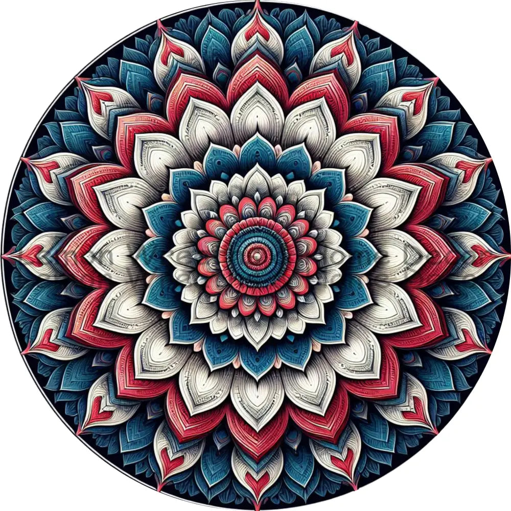 Mandala Flower Center Patriotic Metal Sign